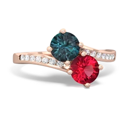 Alexandrite Channel Set Two Stone 14K Rose Gold ring R5303