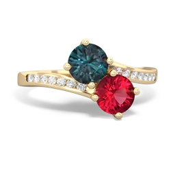 Alexandrite Channel Set Two Stone 14K Yellow Gold ring R5303