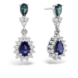 Alexandrite Halo Pear Dangle 14K White Gold earrings E1882