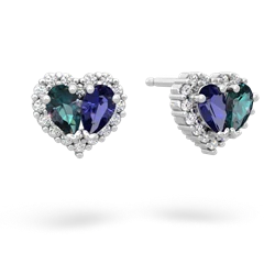 Alexandrite Halo 14K White Gold earrings E7008