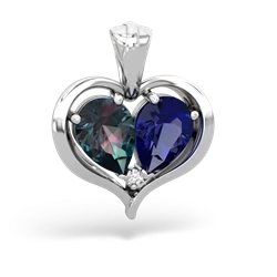 Alexandrite Two Become One 14K White Gold pendant P5330