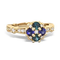 Alexandrite Sparkling Tiara Cluster 14K Yellow Gold ring R26293RD