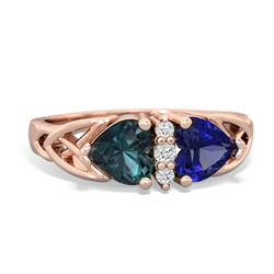 Alexandrite Celtic Knot Double Heart 14K Rose Gold ring R5040