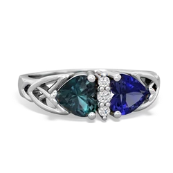 Alexandrite Celtic Knot Double Heart 14K White Gold ring R5040