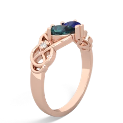 Alexandrite 'One Heart' Celtic Knot Claddagh 14K Rose Gold ring R5322