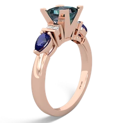 Alexandrite 6Mm Princess Eternal Embrace Engagement 14K Rose Gold ring C2002