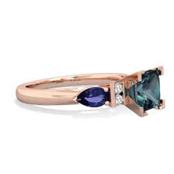 Alexandrite 6Mm Princess Eternal Embrace Engagement 14K Rose Gold ring C2002