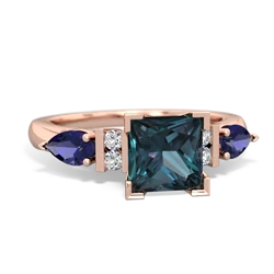 Alexandrite 6Mm Princess Eternal Embrace Engagement 14K Rose Gold ring C2002