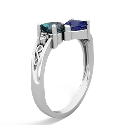 Alexandrite Snuggling Hearts 14K White Gold ring R2178