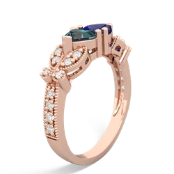 Alexandrite Diamond Butterflies 14K Rose Gold ring R5601