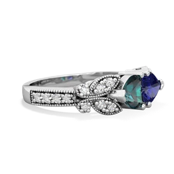 Alexandrite Diamond Butterflies 14K White Gold ring R5601