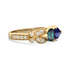 Alexandrite Diamond Butterflies 14K Yellow Gold ring R5601