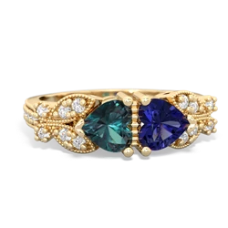 Alexandrite Diamond Butterflies 14K Yellow Gold ring R5601