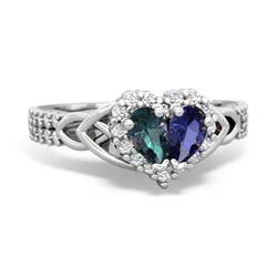 Alexandrite Celtic Knot Two Hearts As One 14K White Gold ring R2644HRT