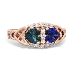 Alexandrite Sparkling Celtic Knot 14K Rose Gold ring R2645