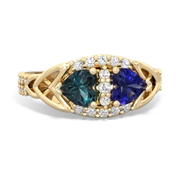 Alexandrite Sparkling Celtic Knot 14K Yellow Gold ring R2645