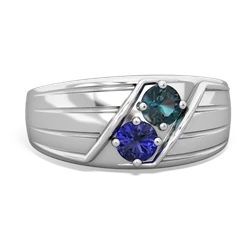 Alexandrite Men's Streamline 14K White Gold ring R0460