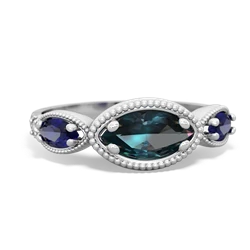 Alexandrite Milgrain Marquise 14K White Gold ring R5700