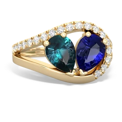 Alexandrite Nestled Heart Keepsake 14K Yellow Gold ring R5650