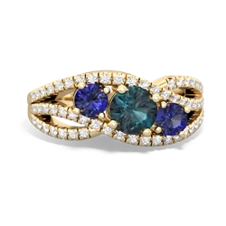 Alexandrite Three Stone Aurora 14K Yellow Gold ring R3080