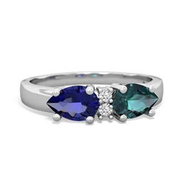 Alexandrite Pear Bowtie 14K White Gold ring R0865