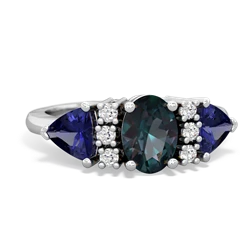 Alexandrite Antique Style Three Stone 14K White Gold ring R2186