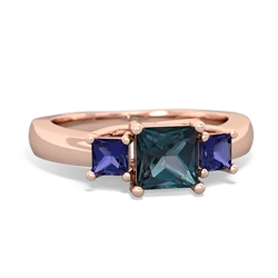 Alexandrite Three Stone Trellis 14K Rose Gold ring R4015