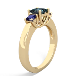 Alexandrite Three Stone Trellis 14K Yellow Gold ring R4015