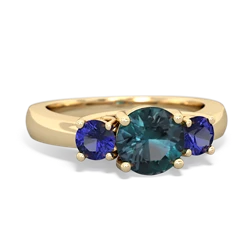 Alexandrite Three Stone Round Trellis 14K Yellow Gold ring R4018