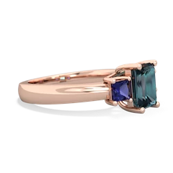 Alexandrite Three Stone Emerald-Cut Trellis 14K Rose Gold ring R4021