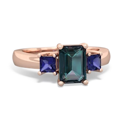 Alexandrite Three Stone Emerald-Cut Trellis 14K Rose Gold ring R4021