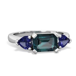 Alexandrite Three Stone 14K White Gold ring R5235