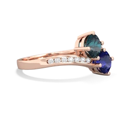 Alexandrite Channel Set Two Stone 14K Rose Gold ring R5303