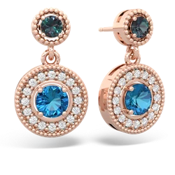 Alexandrite Halo Dangle 14K Rose Gold earrings E5319