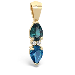 Alexandrite Bowtie Drop 14K Yellow Gold pendant P0865