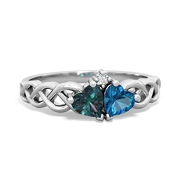 Alexandrite Heart To Heart Braid 14K White Gold ring R5870