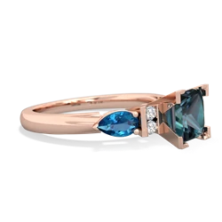 Alexandrite 6Mm Princess Eternal Embrace Engagement 14K Rose Gold ring C2002