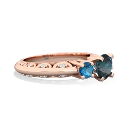 Alexandrite Art Deco Eternal Embrace Engagement 14K Rose Gold ring C2003