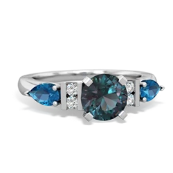 Alexandrite 6Mm Round Eternal Embrace Engagement 14K White Gold ring R2005