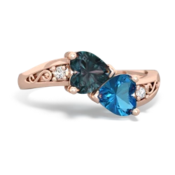 Alexandrite Snuggling Hearts 14K Rose Gold ring R2178