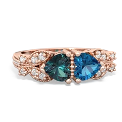 Alexandrite Diamond Butterflies 14K Rose Gold ring R5601