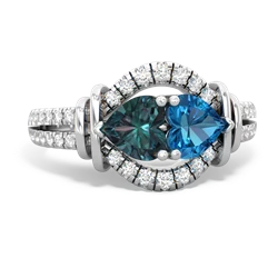 Alexandrite Art-Deco Keepsake 14K White Gold ring R5630