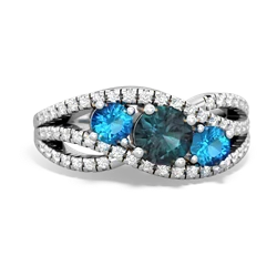 Alexandrite Three Stone Aurora 14K White Gold ring R3080