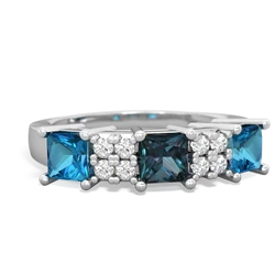 Alexandrite Three Stone Diamond Cluster 14K White Gold ring R2592