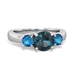 Alexandrite Three Stone Round Trellis 14K White Gold ring R4018