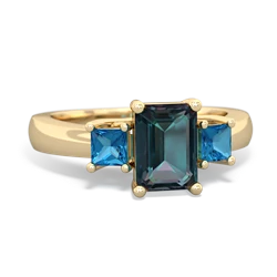 Alexandrite Three Stone Emerald-Cut Trellis 14K Yellow Gold ring R4021