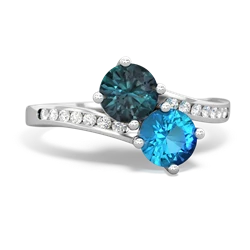 Alexandrite Channel Set Two Stone 14K White Gold ring R5303