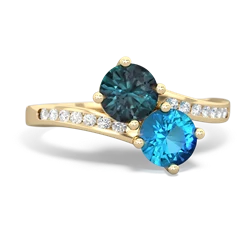 Alexandrite Channel Set Two Stone 14K Yellow Gold ring R5303