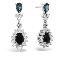 Alexandrite Halo Pear Dangle 14K White Gold earrings E1882