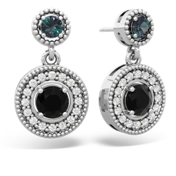 Alexandrite Halo Dangle 14K White Gold earrings E5319